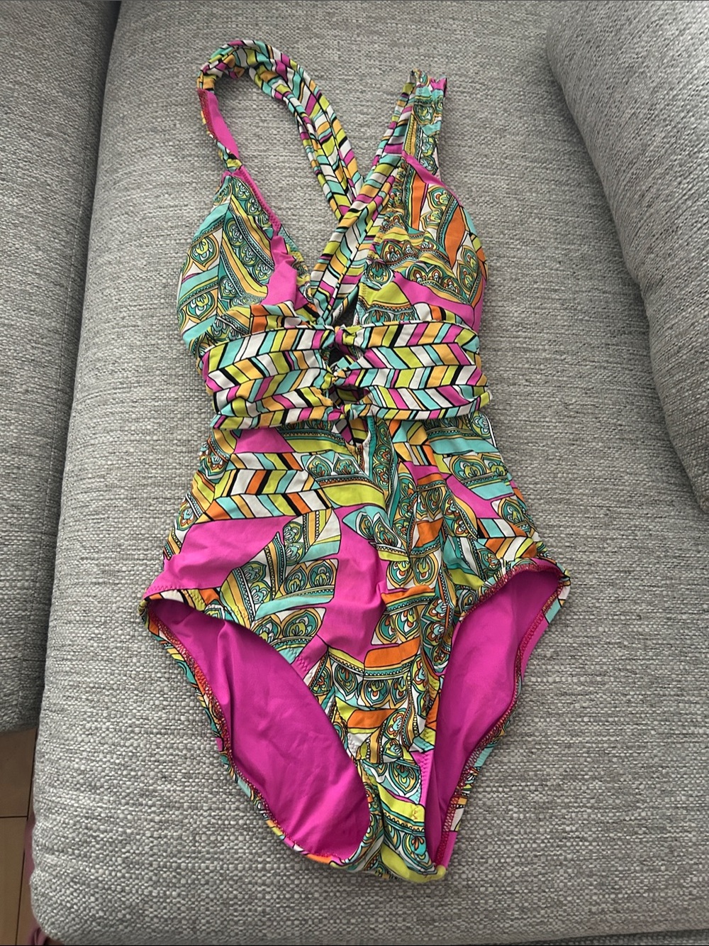 Trina Turk One-Piece Swimsuit in Pink, Green, Yellow & Orange